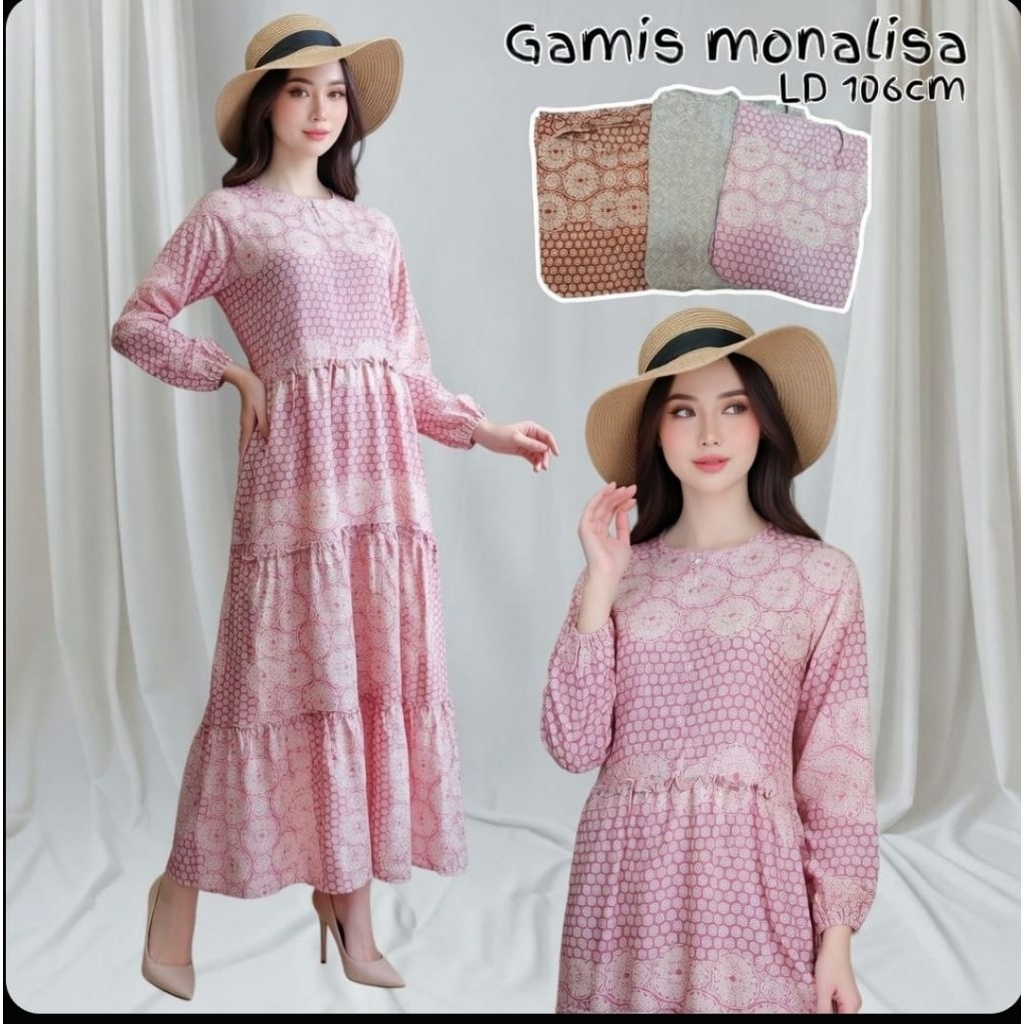 GAMIS MONALISA F / GAMIS MONALISA MOTIF / HOME DRESS / CUCI GUDANG