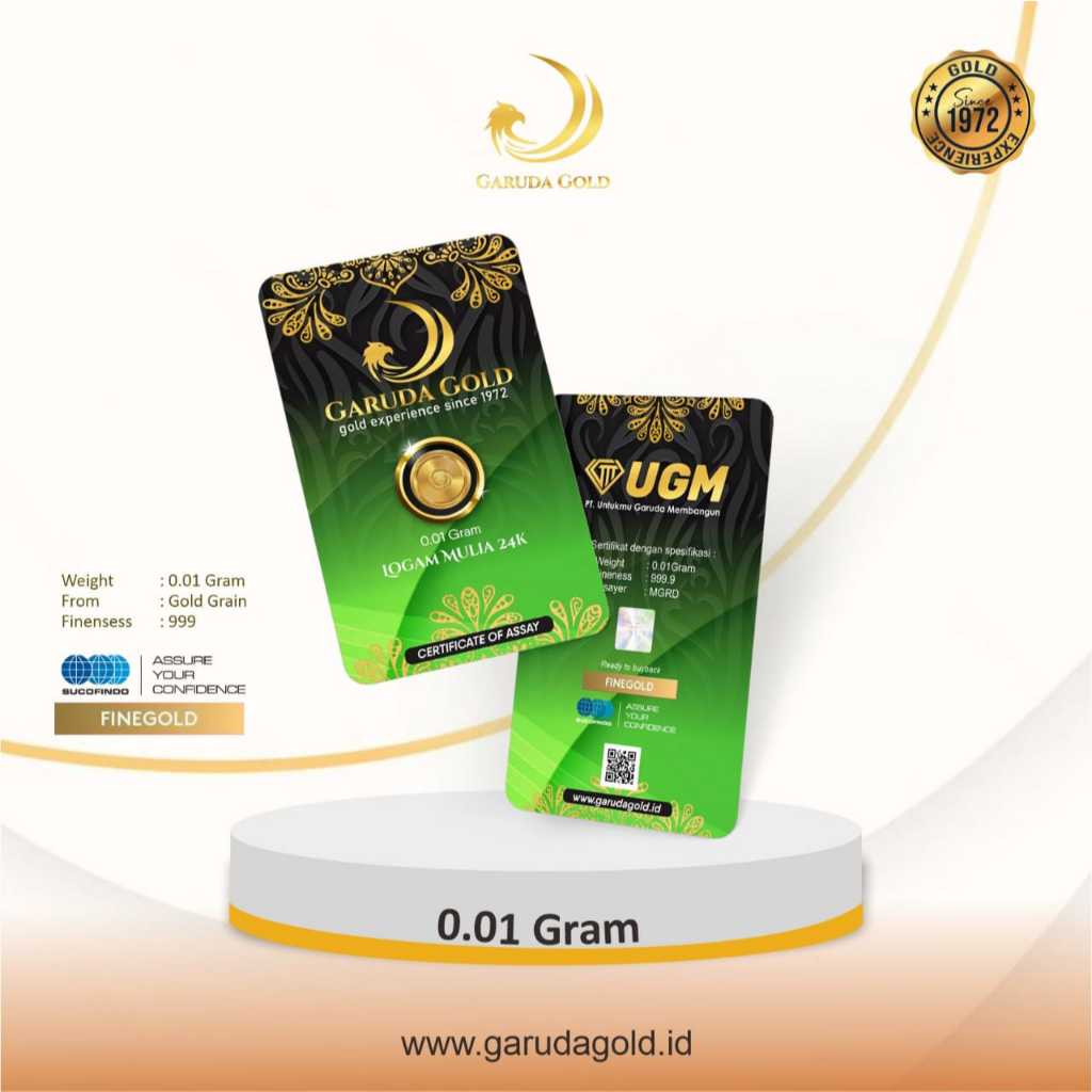 GARUDA GOLD Emas Mini 0.01gr 24Karat Asli Sertifikasi SUCOFINDO Investasi Hadiah