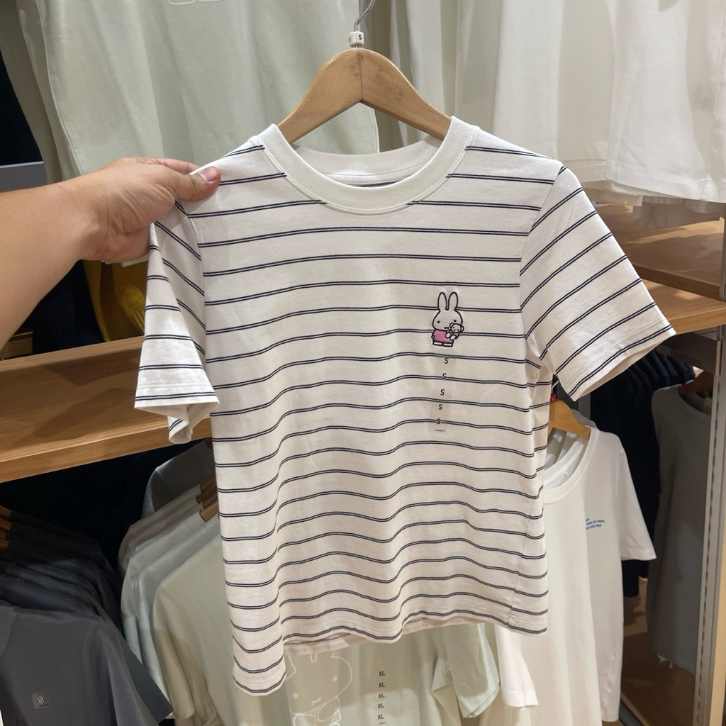 Tshirt Uniqlo Woman MIFFY stripe off white