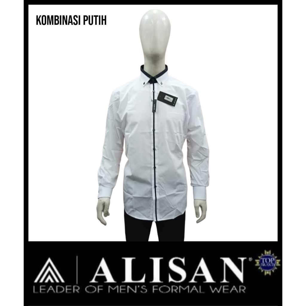 Alisan Kemeja Polos Kombinasi Lengan Panjang