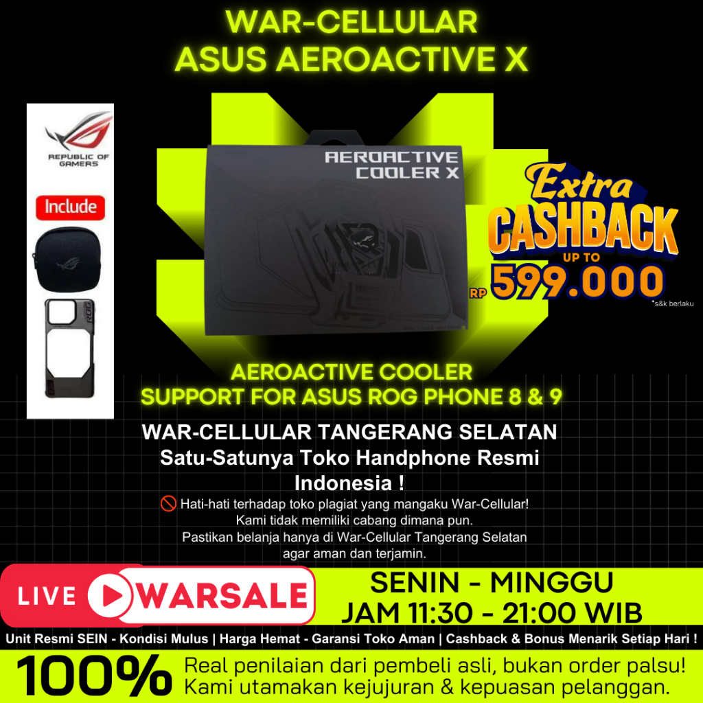 Aeroactive X Cooler Rog Phone 8 Pro Original Resmi Asus | Cooler Fan | Aerocooler