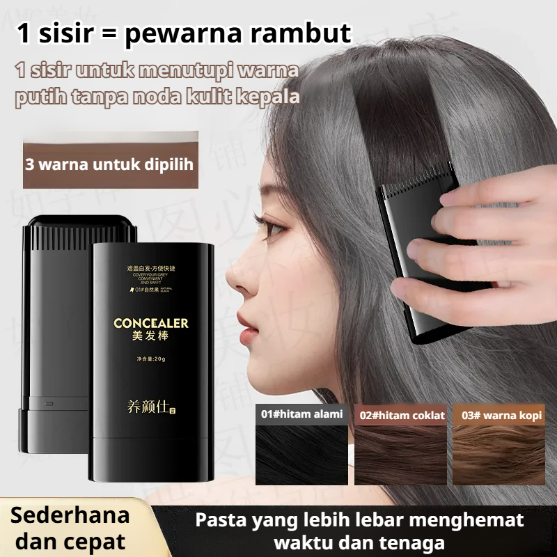 Pewarna Rambut Instan /Lipstik Cat Rambut Uban Pewarna Hitam Bright /Pewarna Rambut Tahan Air Dan Ke