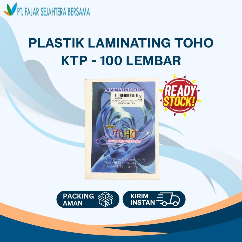Plastik Laminating KTP TOHO 100 Lembar Laminating Film KTP 100 Micron Kaku Murah - Plastik Laminatin