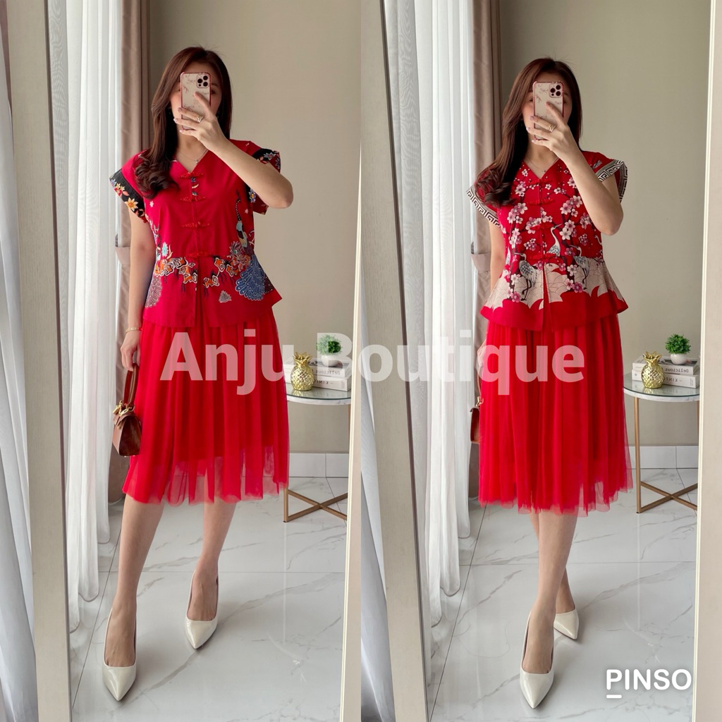 Fang Cheongsam Dress - ANJU | Dress Imlek Wanita | Dress Cheongsam Imlek Modern
