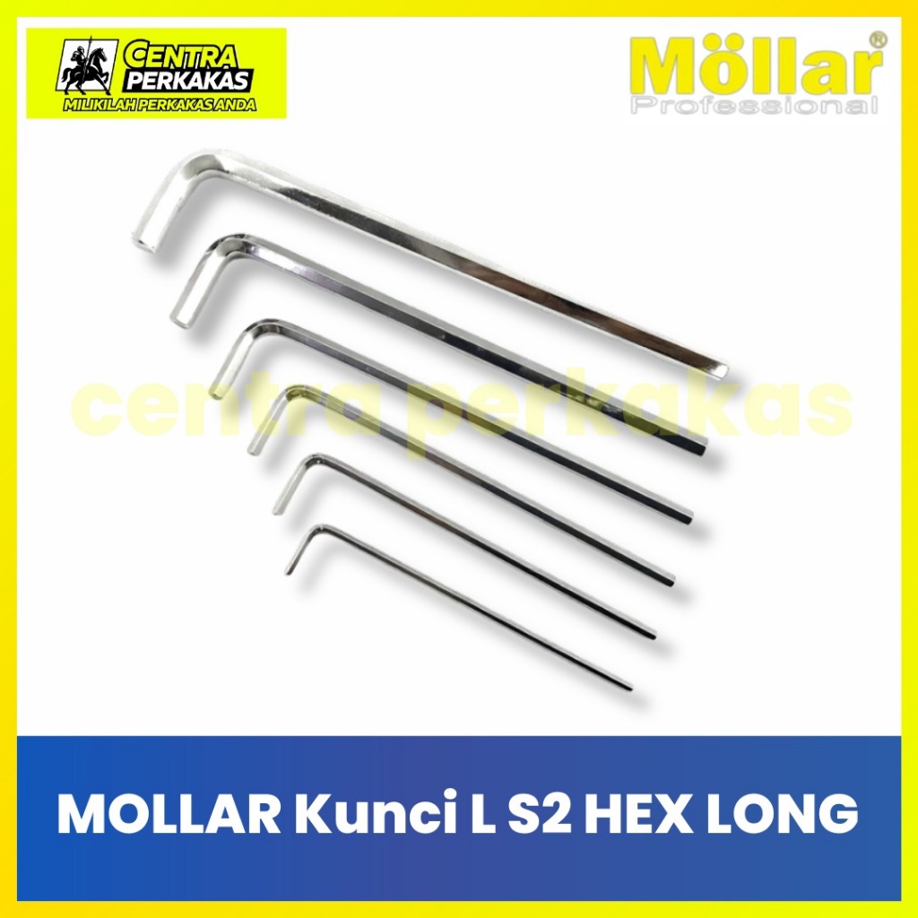 MOLLAR Kunci L HEX S2 Steel Set Long & Short Mata Bor Segi Enam Original