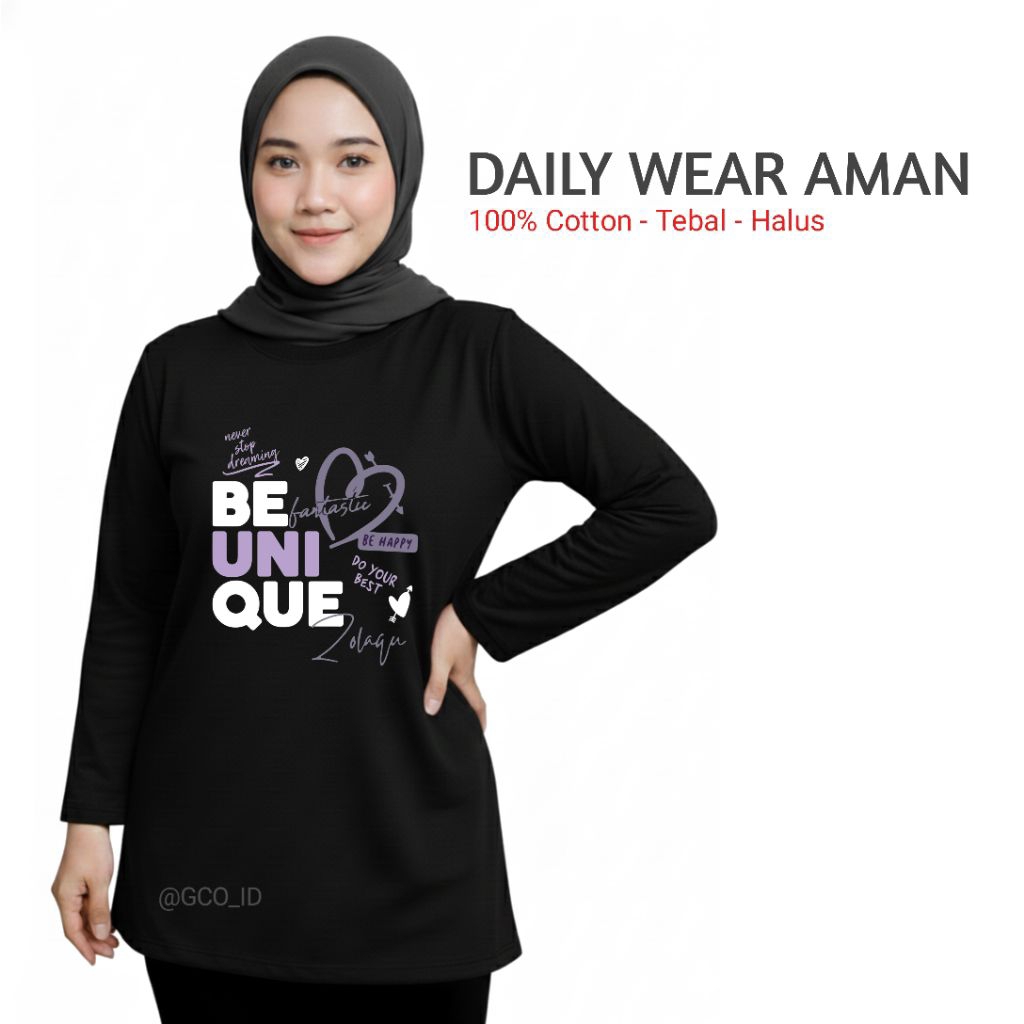 Zolaqu Original Official Lengan Panjang Terbaru 2026 M-L-XL-XXL Hitam Motif Style Oversize Wanita