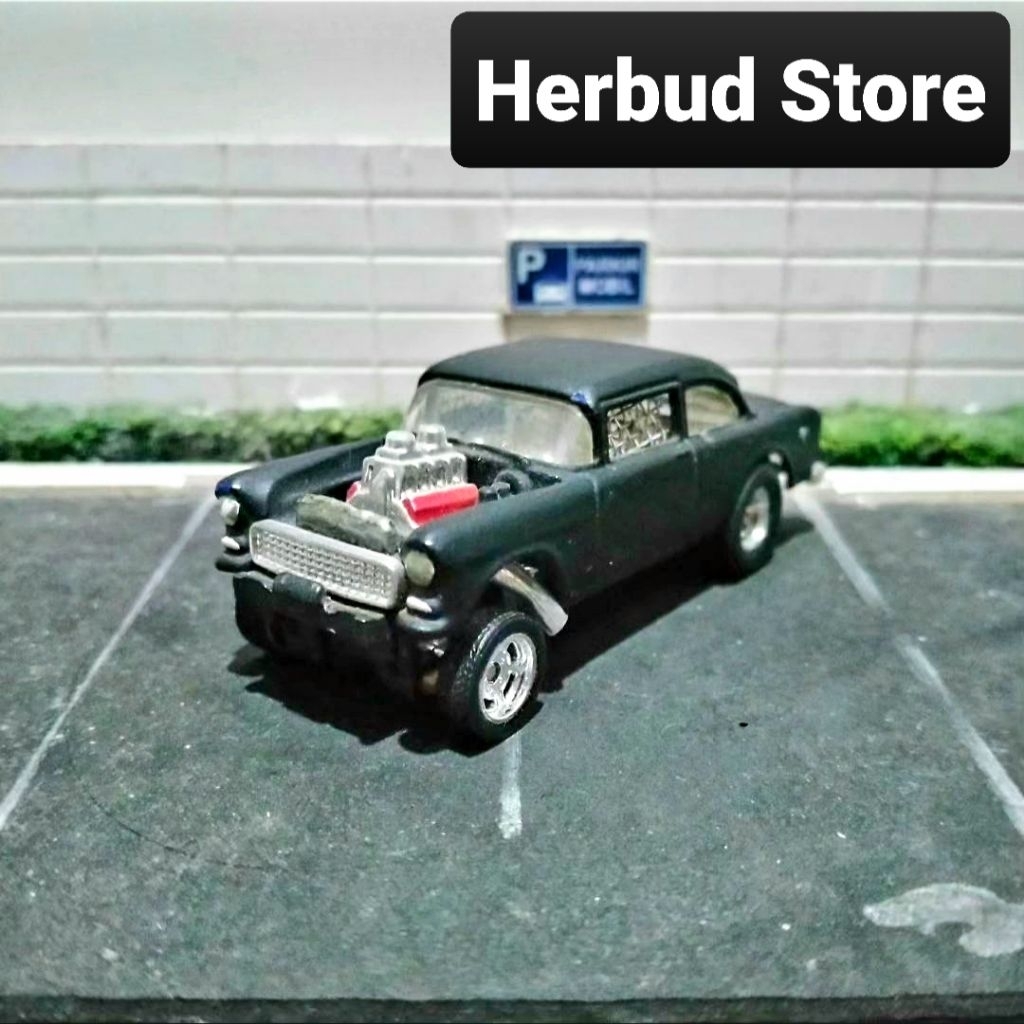 Hot Wheels Hotwheels HW 55 Chevy Bel Air Gasser Custom Black Ban Karet