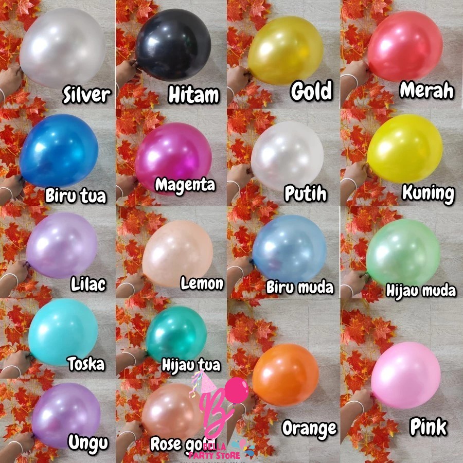 [ ECER ] balon latex metalik | balon metalik | balon 12" metalik kualitas tebal pearl balon