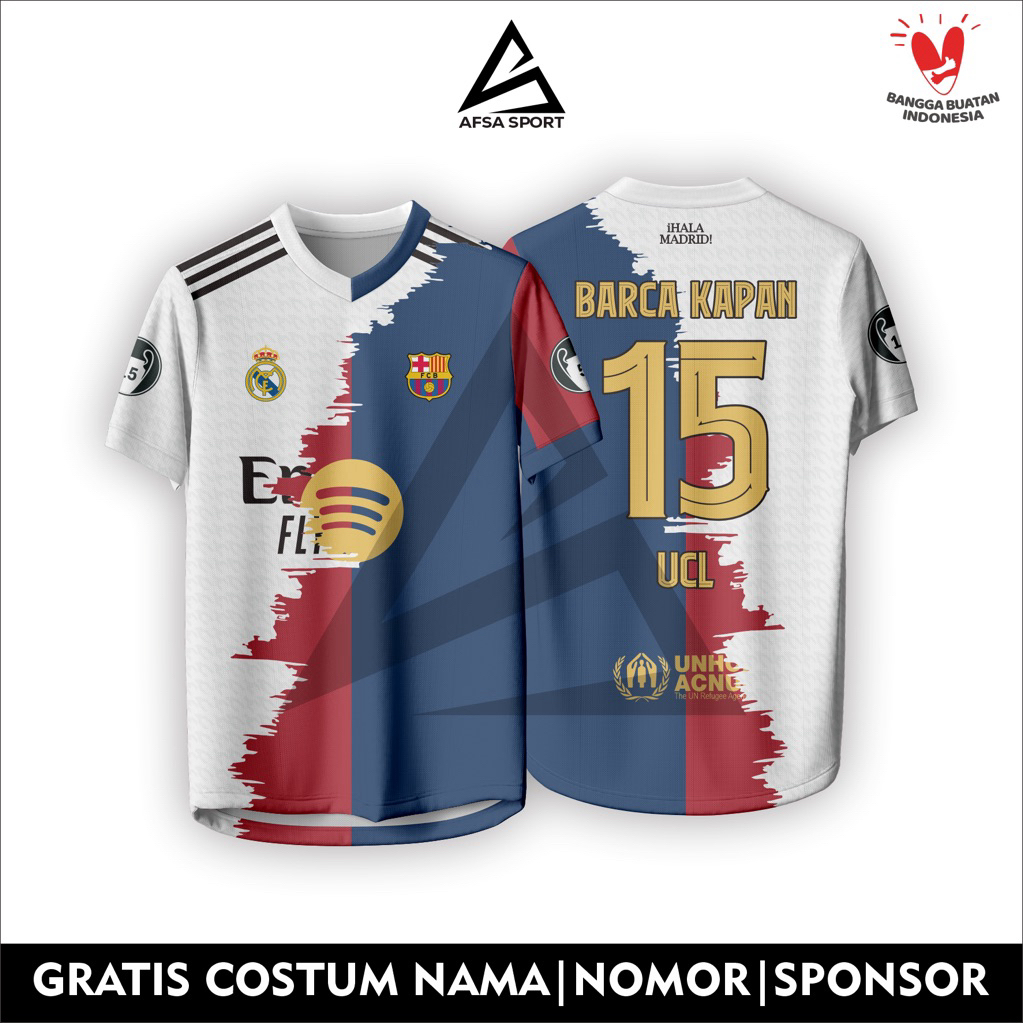 Jersey Madrista Barca x Madrid Full Printing Barca kapan 15 UCL