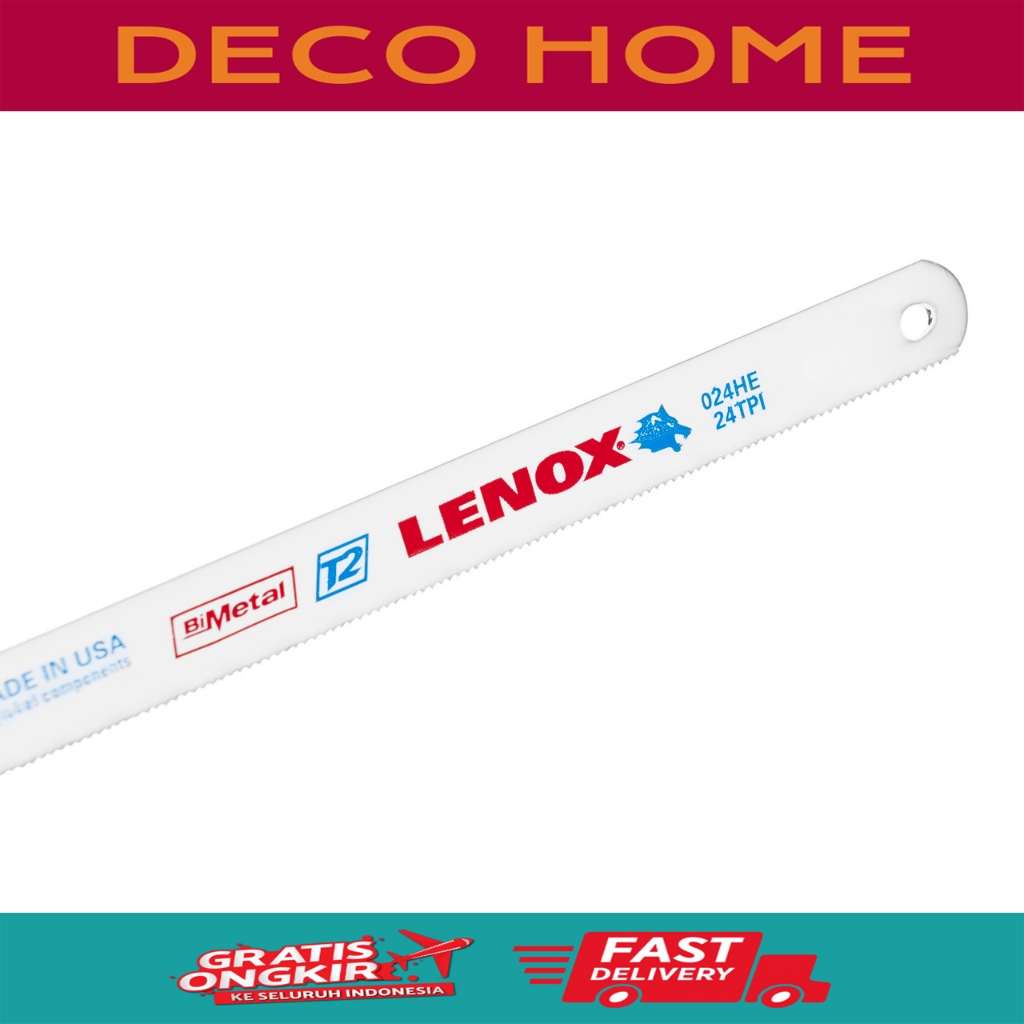 LENOX MATA GERGAJI BESI 12" X 24T. HAND HACKSAW BLADES MADE IN USA