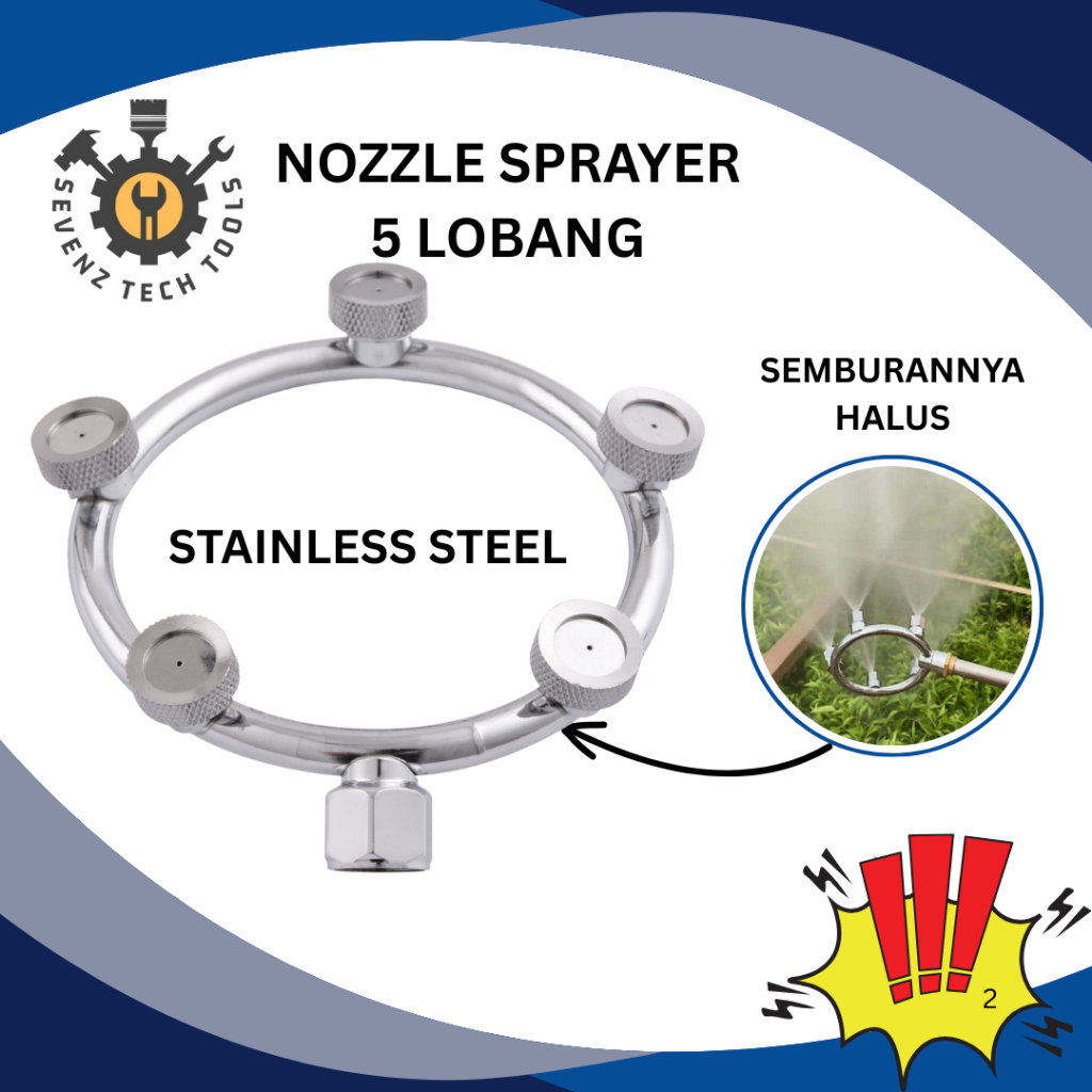 NOZZLE SPRAYER MISTING 5 LOBANG STAINLESS / NOZZLE SPRAYER KABUT SUPER HALUS 5 TITIK MELINGKAR / NOZ