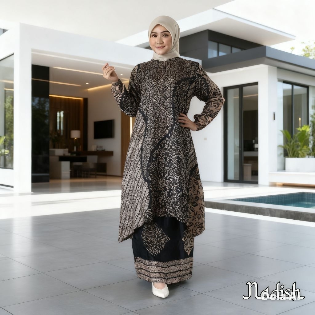 (COD)ALAZZA- Set batik anggun dobby sutra,set tunik batik super premium,fashion muslim super mewah,s