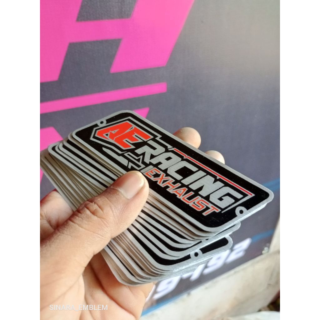 emblem kenalpot custom alumunium (min 50pcs)