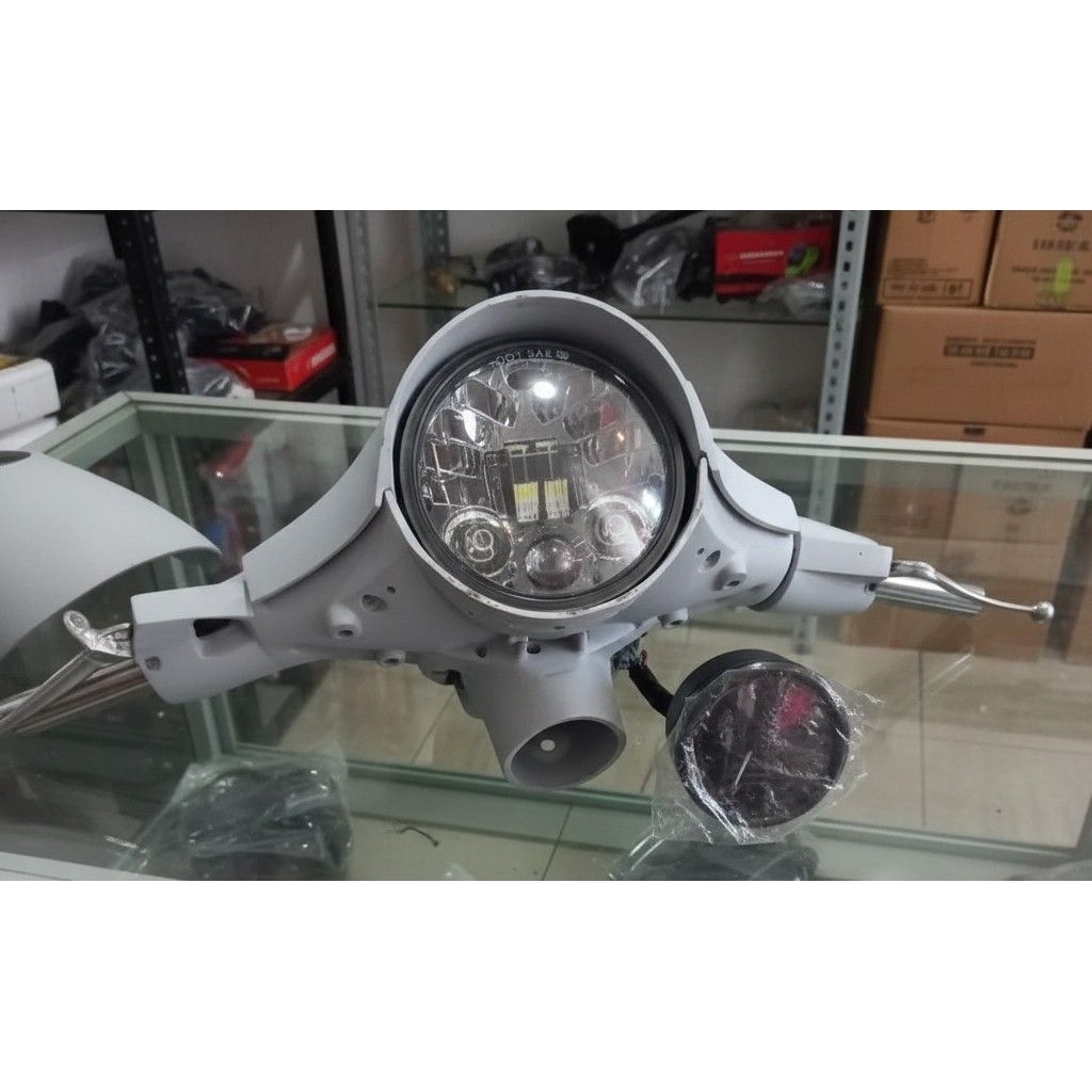 Stang Kepala Vespa New PX Spidometer Digital headlamp daymaker