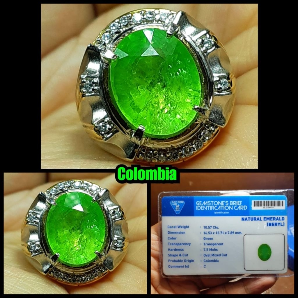 batu Jamrud ijo daun kristal HQ + memo lab acc