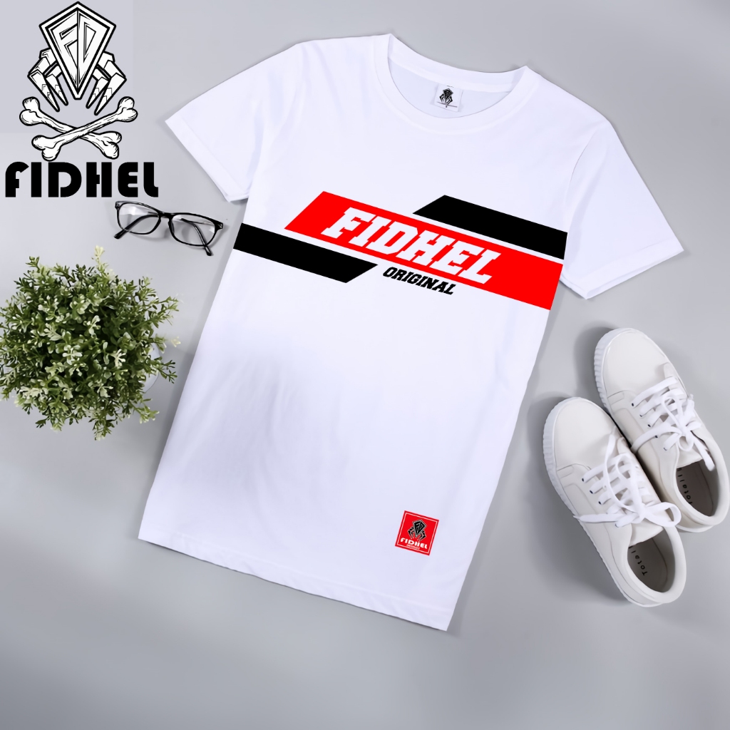 FIDHELSTORE Tshirt Putih Original Pria Wanita Logo AUTHENTIC - Kain Katun / Kaos Original / Baju Kao