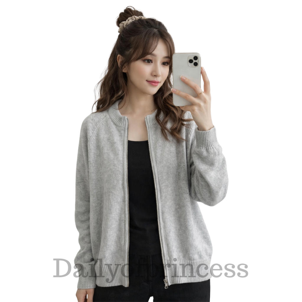 Dailyofprincess Ziva Jaket Rajut Wanita Jaket Rajut Resleting