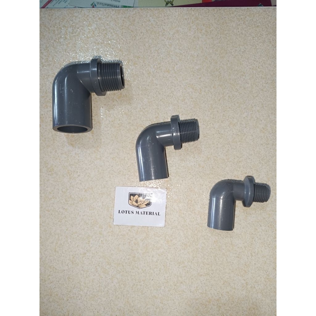 Elbow Drat luar ½“ ¾” 1" Inch / knee Drat luar / knie Drat luar / Elbow drat Luar PVC AW / Sambungan