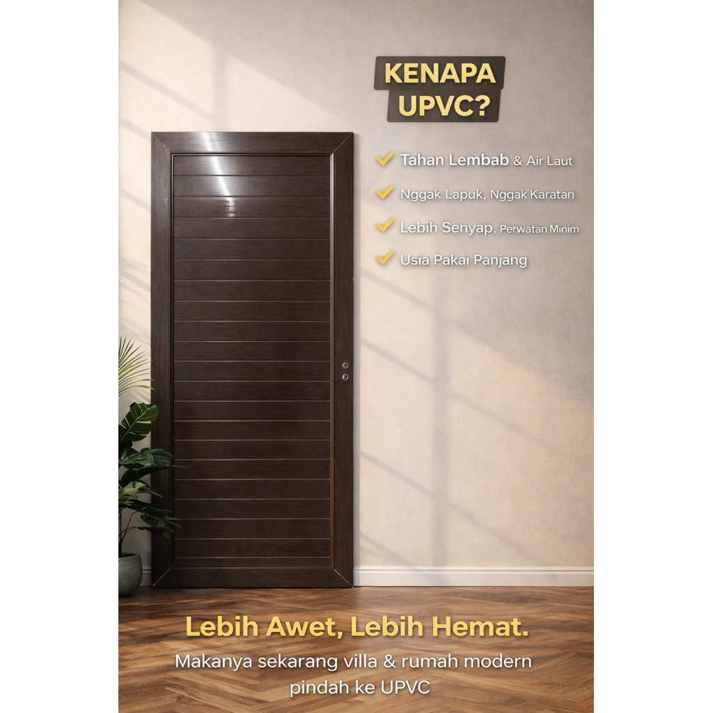 Pintu Upvc Custom Ukuran Warna Dark Oak
