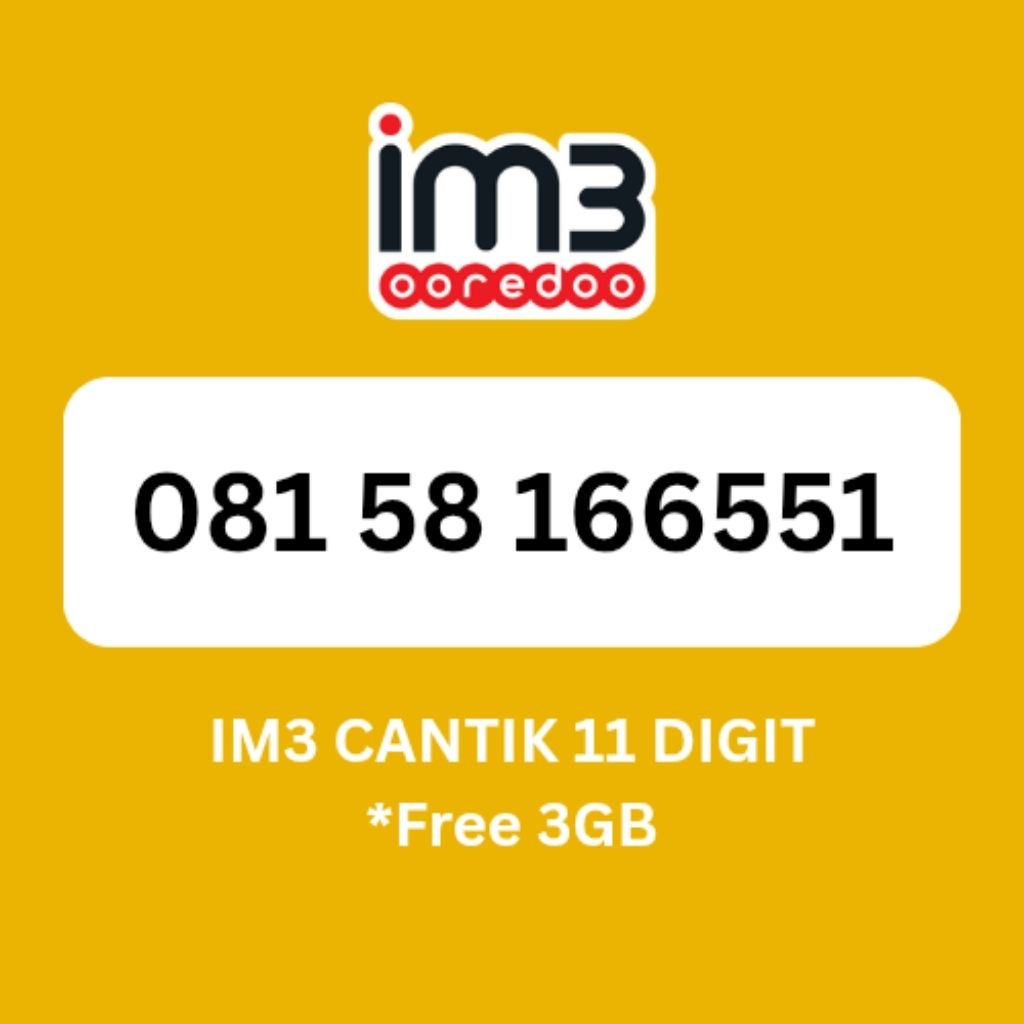 PREMIUM IDENTITY | IM3 CANTIK 11DIGIT | EKSLUSIF DAN MUDAH DI INGAT