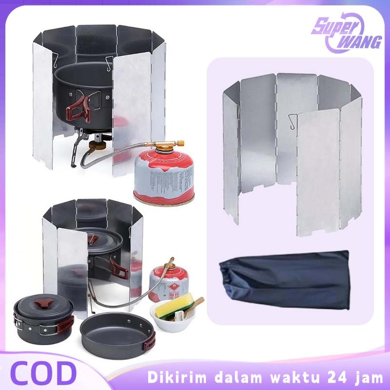 8pcs Plat Penahan Angin Kompor Camping Windshield Kompor Camping Portable Penutup Kompor Camping Ant