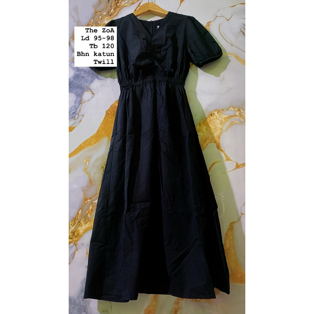 Midi Dress Wanita Kekinian || Gaun Wanita Warna Hitam