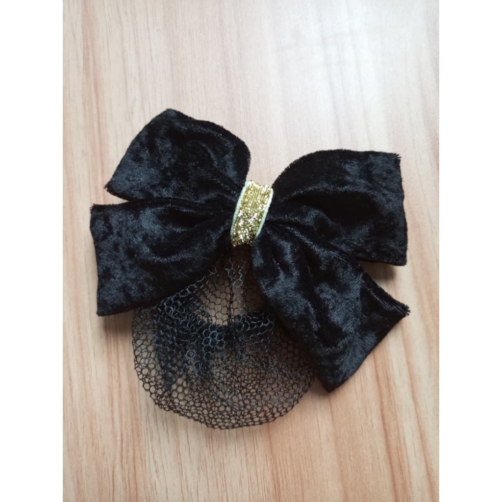 Harnet Rambut / jepit rambut sanggul / harnet jepit rambut pita hitam / jepitan rambut harnet wanita