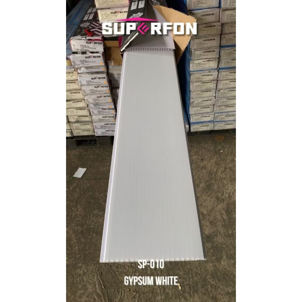 Superfon Plafon PVC Putih Polos Doff Tebal 8mm - SP 010 Gypsum White