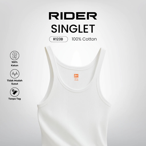 SINGLET PRIA KAOS DALAM RIDER R123BS  HARGA GROSIR WARNA PUTIH