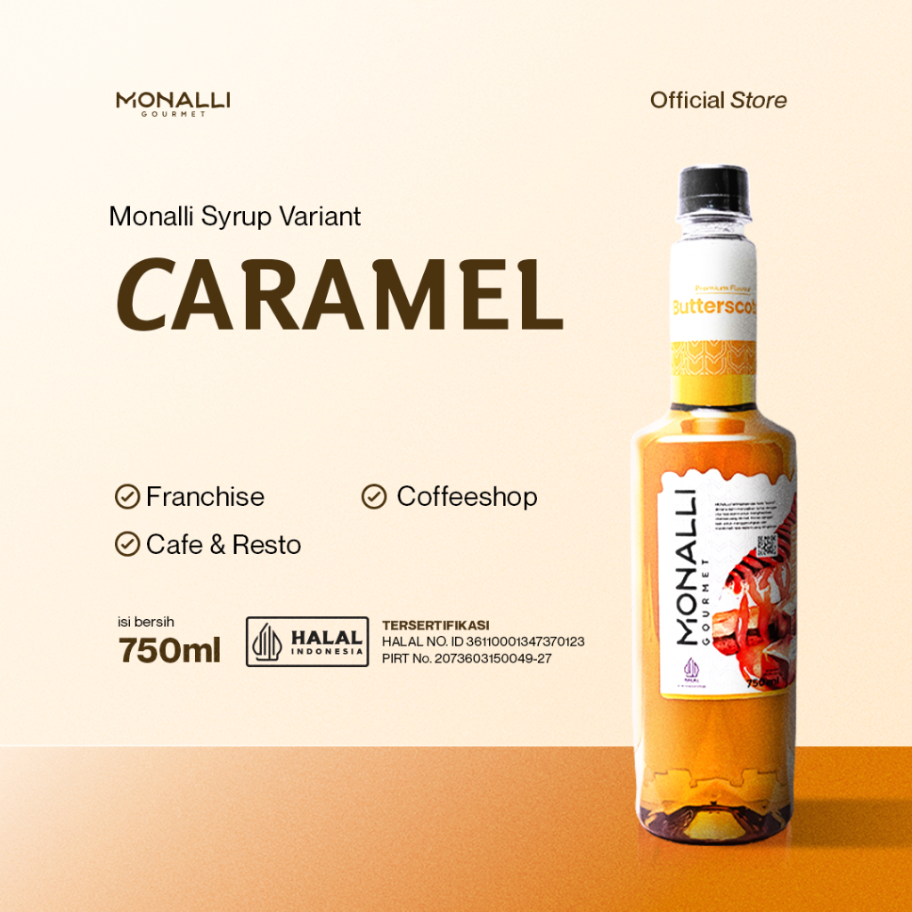 Monalli Syrup - 750 mL Caramel Syrup / Sirup Karamel Premium / Sirup Kopi / Sirup Minuman Rasa / Sir