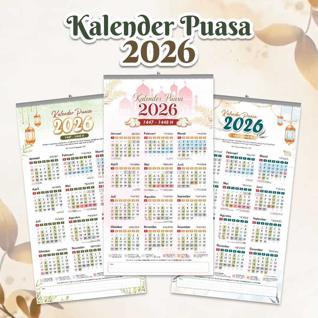 Kalender Puasa 2026 Simpel Lengkap Dengan Puasa Sunnah Finishing Klep Seng Ready Stock