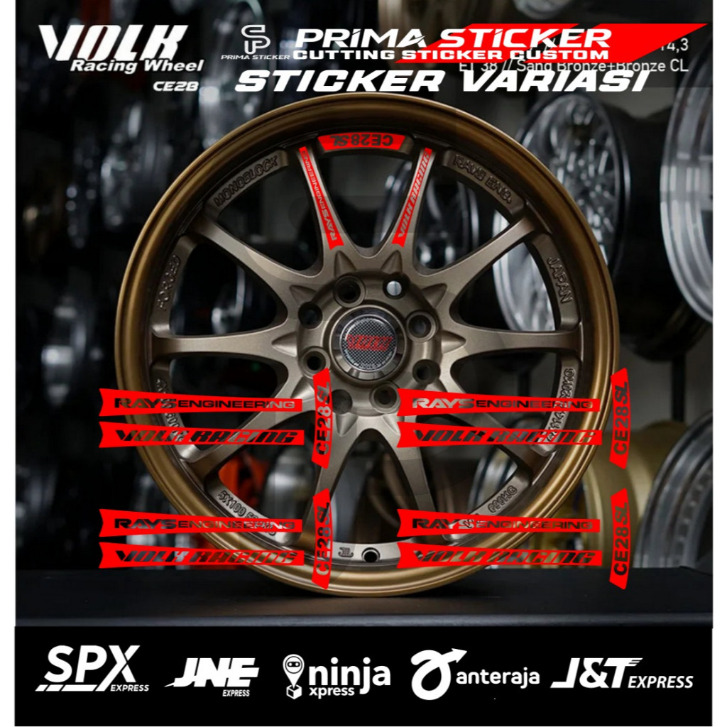 12pcs cutting sticker Velg Mobil Volk wrok well rays ce28 sl cutting sticker velk mobil volk racing 