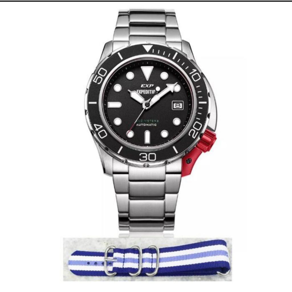 JAM TANGAN PRIA EXPEDITION E 6809 E6809 SILVER BLACK AUTOMATIC ORIGINAL