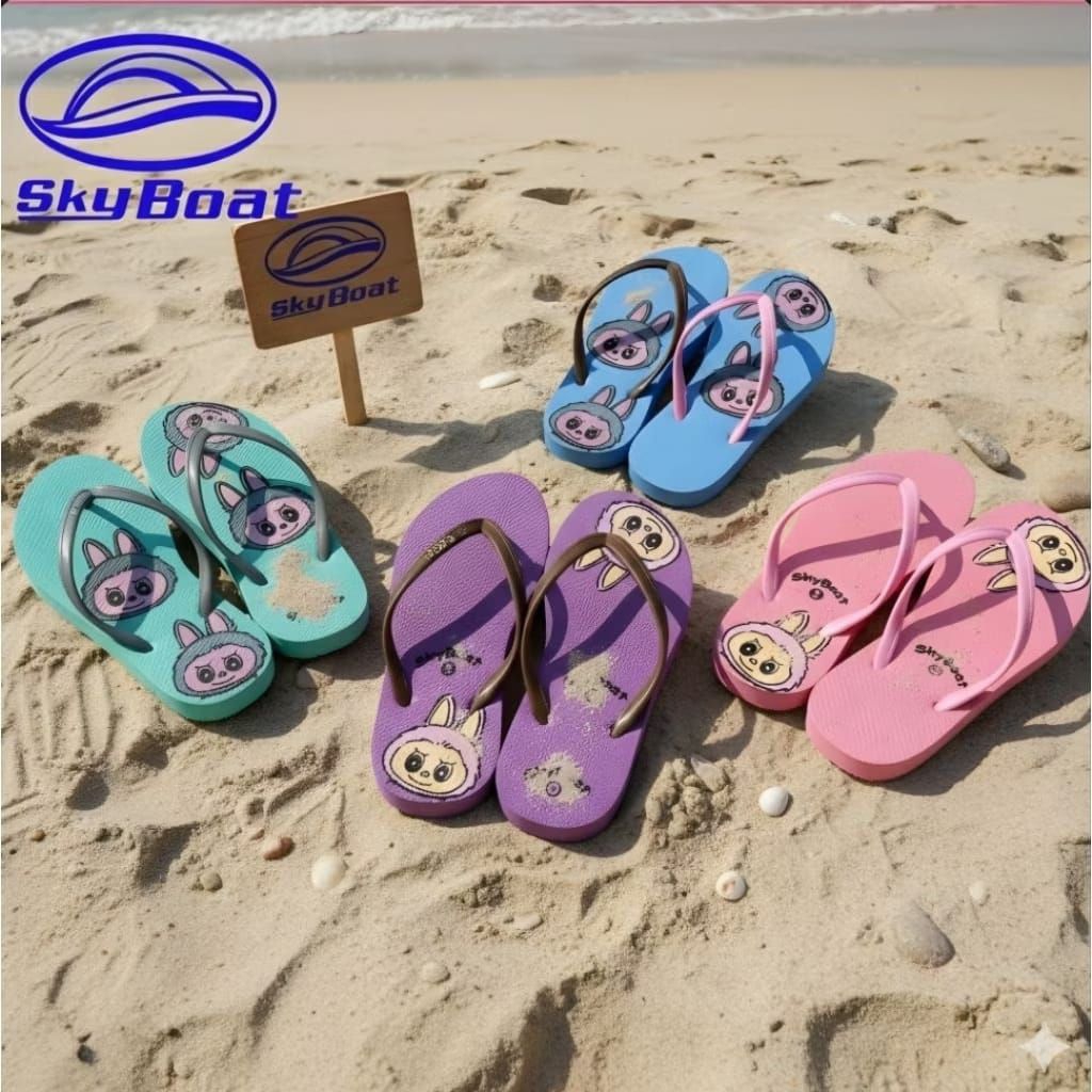 Sandal Jepit Anak Sky Boat Labubu Kids | Karet Lentur | Unisex