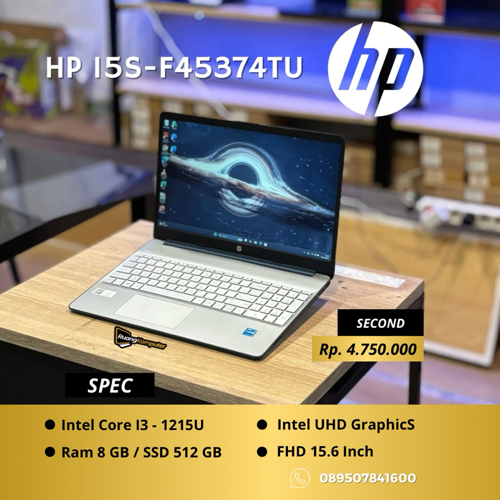 Laptop HP 3 15S-FQ534TU Intel Core I3 - 1215U RAM 8GB SSD 512GB FHD 15.6 Inch Second Bergaransi