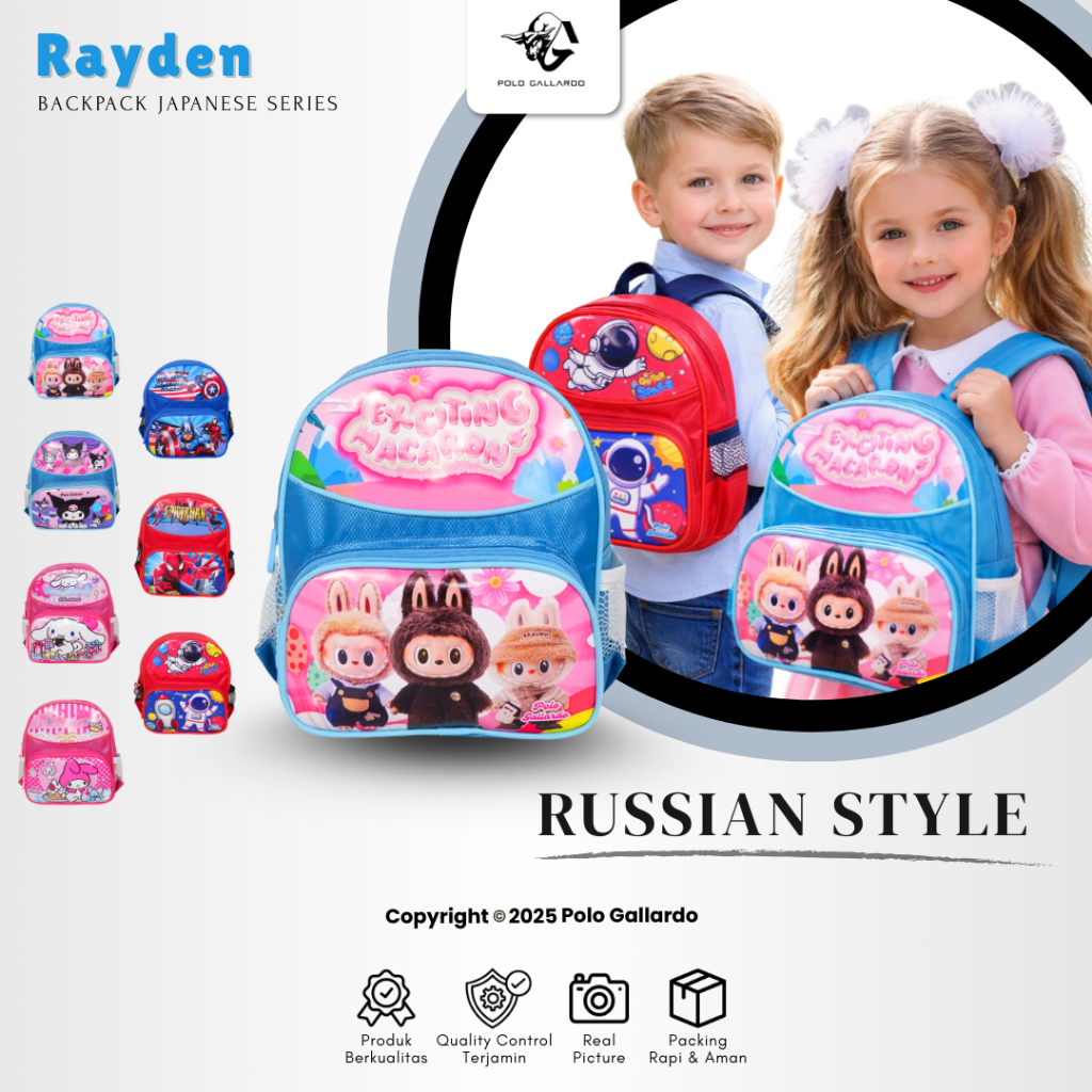 Tas Sekolah Anak PAUD Laki Laki Perempuan Polo Gallardo BPR 01 Motif Ransel Jepang Backpack