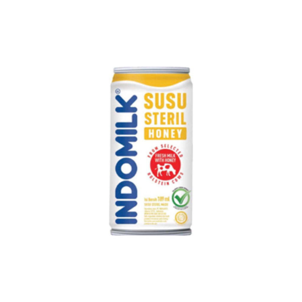 INDOMILK SUSU Steril Rasa Honey Kaleng 189ml - 1 Dus 24 Kaleng