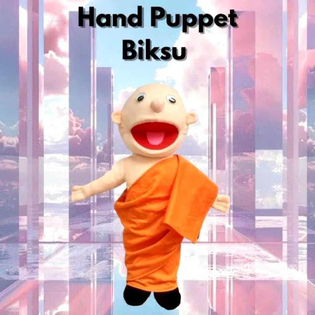 Boneka Muppet Biksu Budha /Boneka Panggung Ukuran JUMBO 75cm/Handdpuppet Ventriloquist