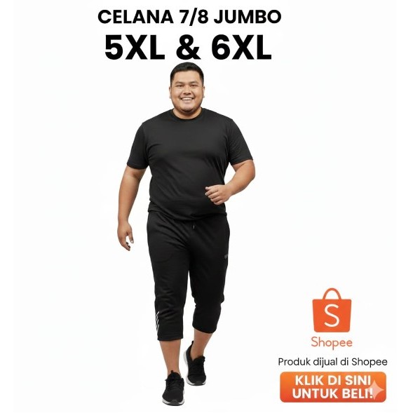 Celana Training 3/4 Olahraga Pria Running Sepeda Jogger Sport Premium Jumbo 5XL 6XL BB Lebih 80 Kg