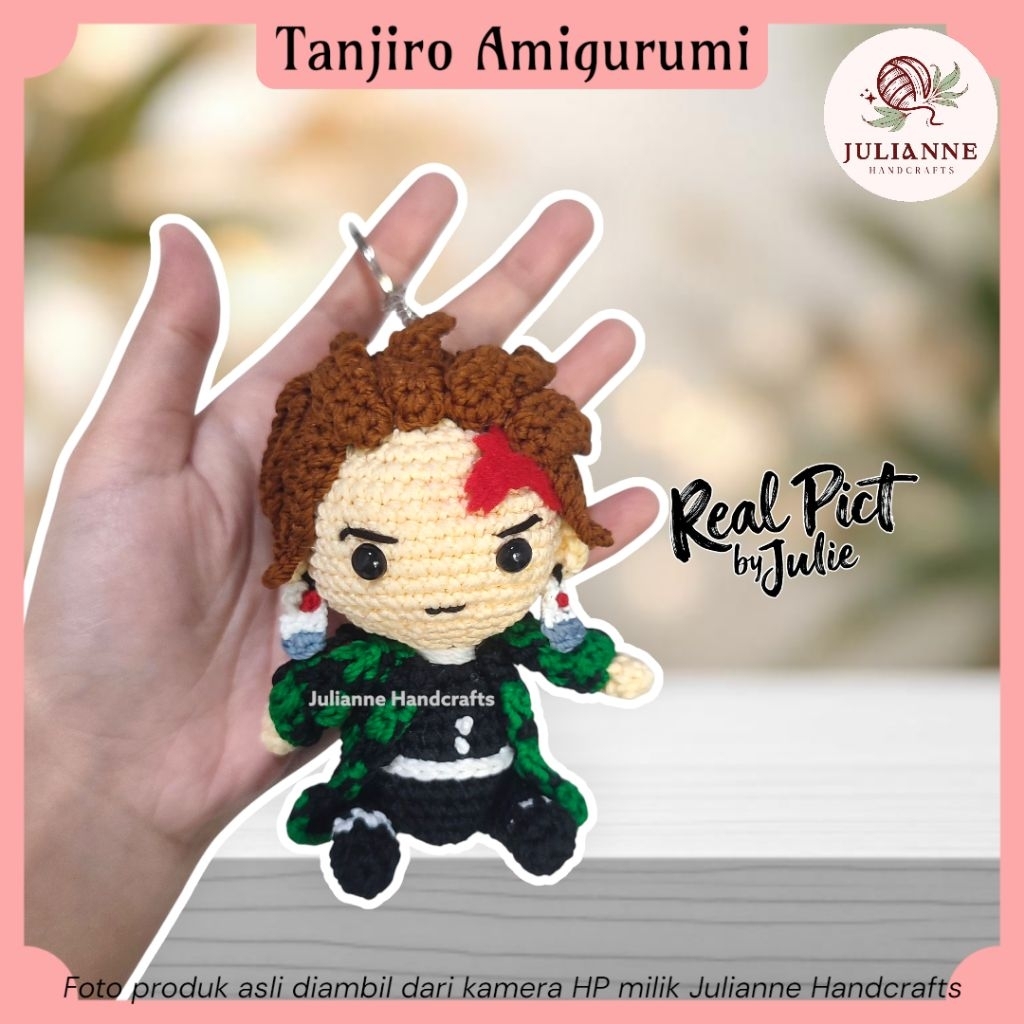 Gantungan Kunci Tanjiro Amigurumi | Amigurumi Kamado Tanjiro Keychain | Ganci Tanjiro | Ganci Amigur
