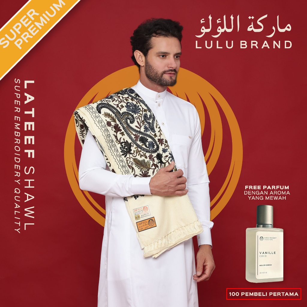 Sorban Kashmiri Sulam Full Bordir Rida Pria Super Premium LULU BRAND Lateef 638EB