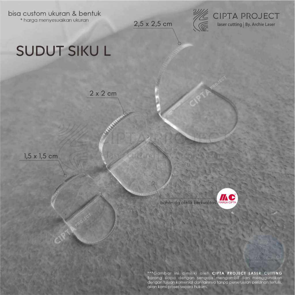 Siku Akrilik Setengah Lingkaran / Sudut Siku Acrylic