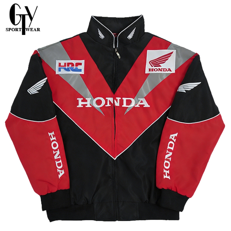 GTY F1 Jaket Racing Retro Honda Full Bordir Pria Motor Windbreaker Sport Bomber Coat Unisex Dengan Z