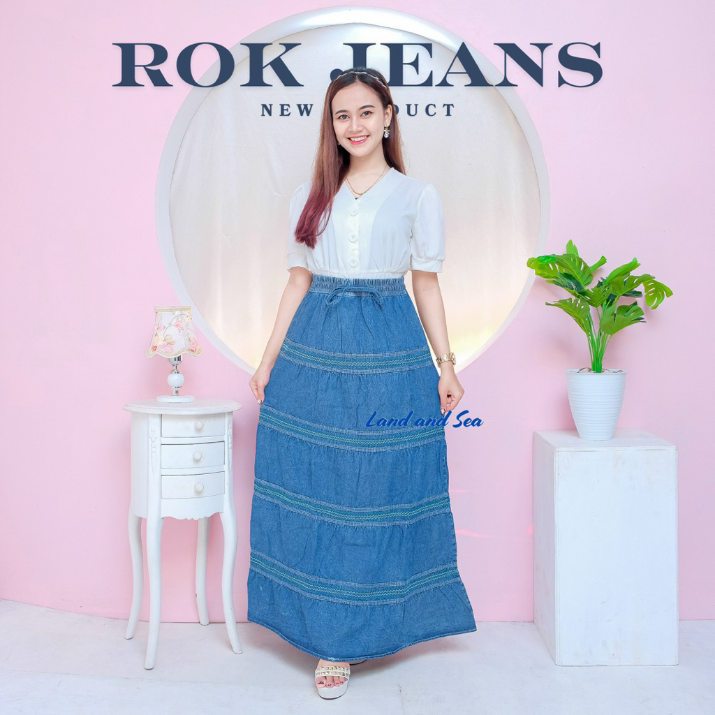 ROK JEANS WANITA MODEL TERBARU-ROK PANJANG WANITA SANTAI
