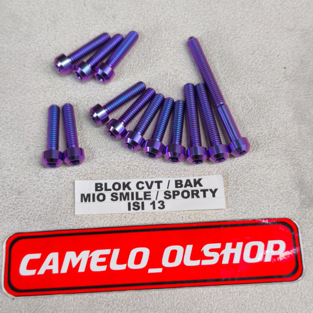 Baut titanium bak / blok cvt mio sporty/ mio smile isi 13 Baut blok cvt mio sporty
