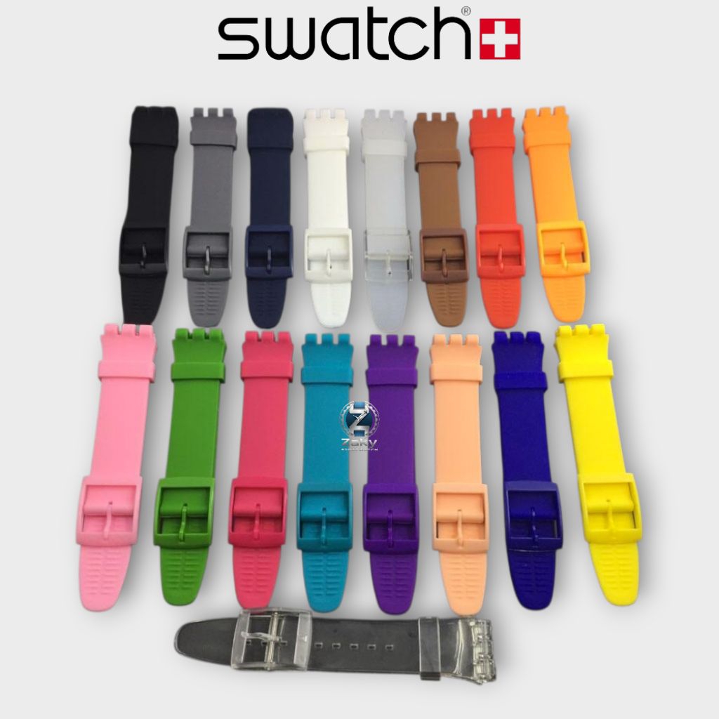 Strap Tali Jam Swatch Black Rebel New Gent Original Swatch Ukuran 17mm 19mm