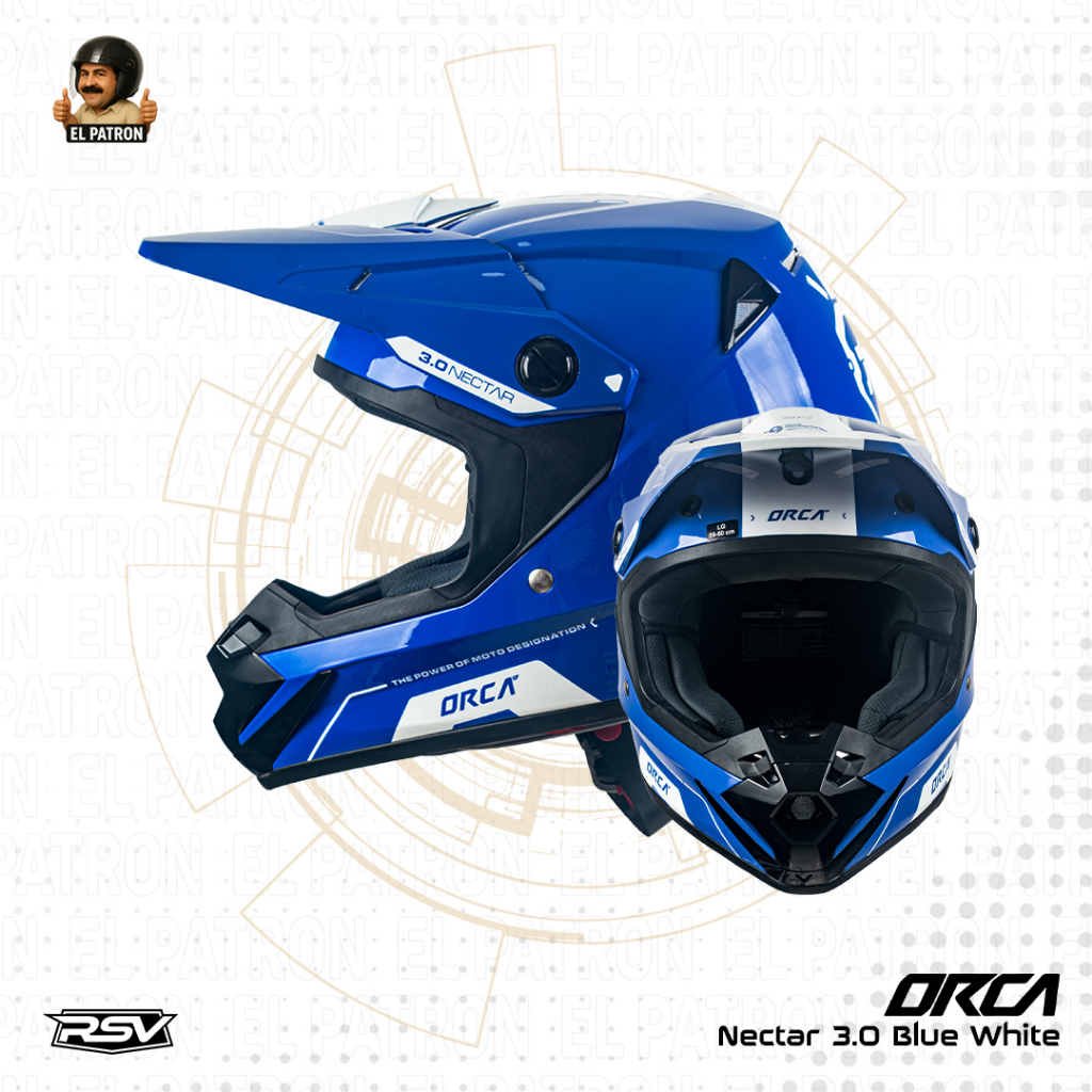 RSV ORCA NECTAR BLUE WHITE - 100%ORIGINAL Helm Dual Sport Supermoto Cross Enduro Unisex SNI DOT ECE