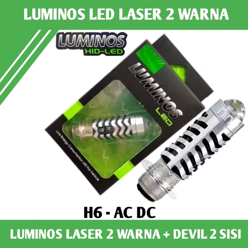 LAMPU LED LASER 2 WARNA PLUS LAMPU SENJA LUMINOS H6 AC DC 12 VOLT ORIGINAL LUMINOS COCOK BUAT SEMUA 