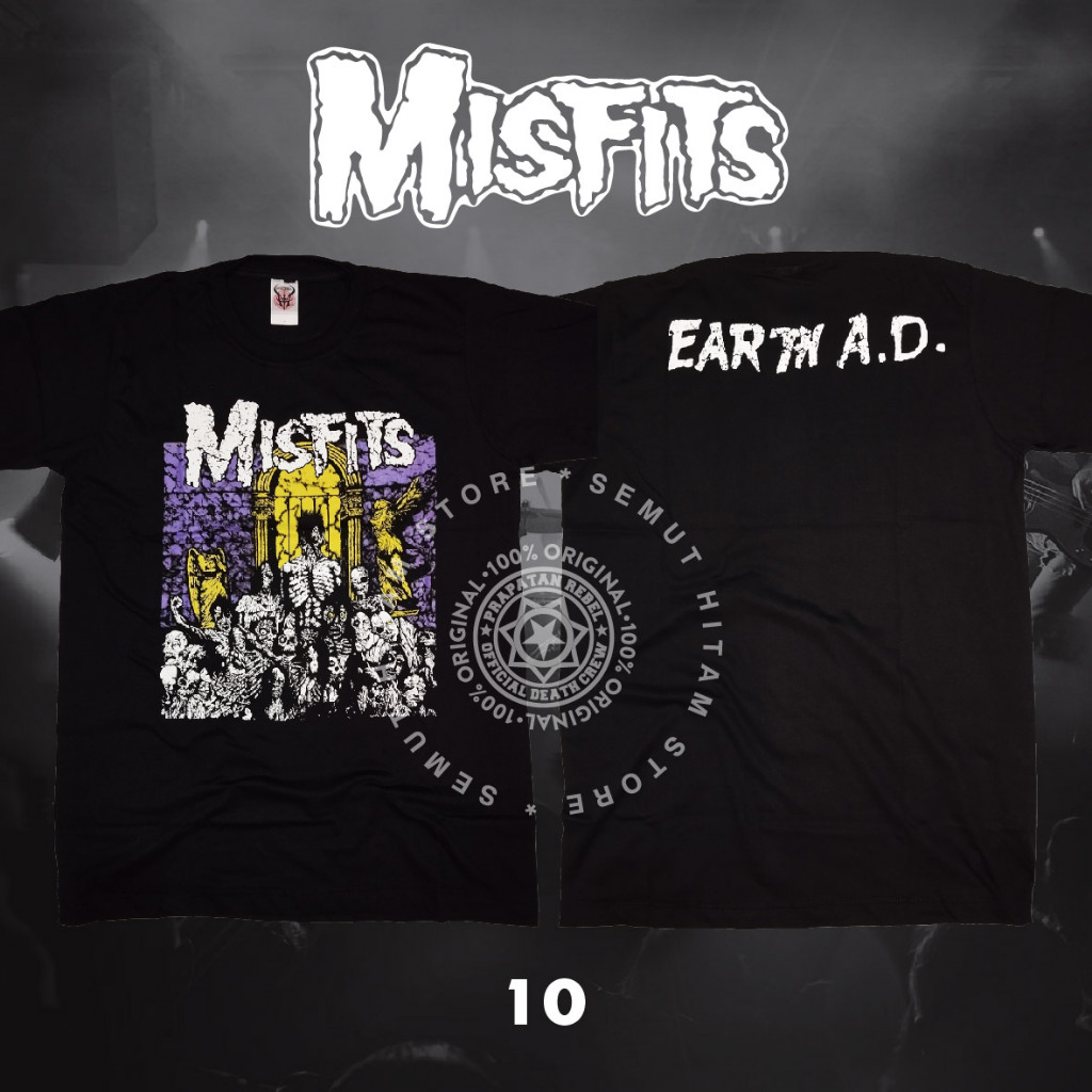 Kaos MISFITS EARTH A.D Builtup Band Musik Rock Metal Prapatan Rebel Heaven Hell