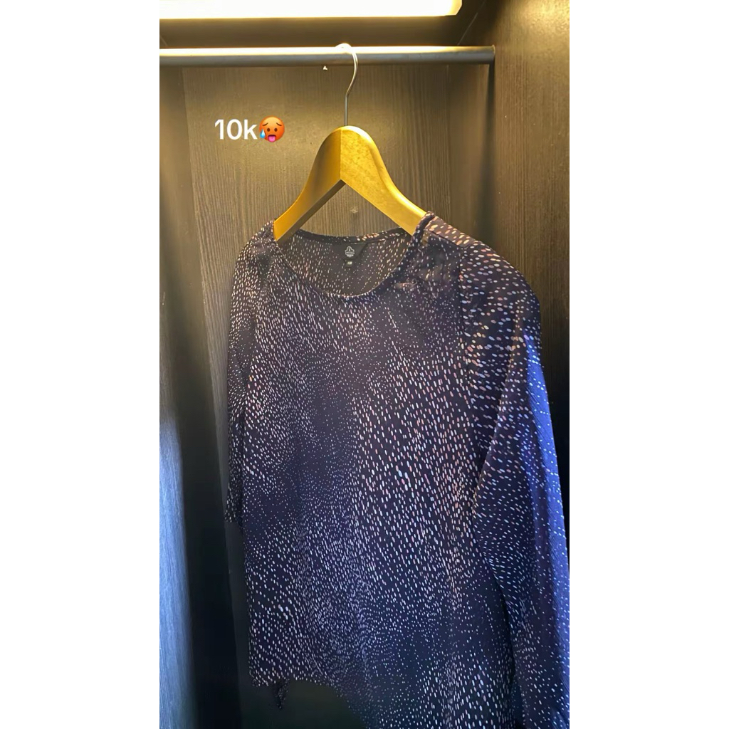 blouse outer wanita motif warna biru dongker navy